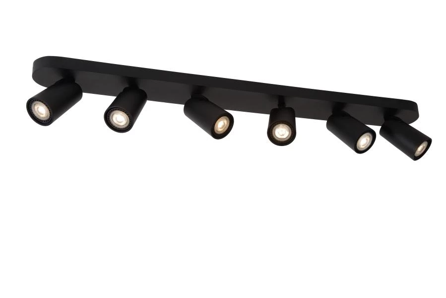 Lucide XYRUS - Foco de techo - LED Dim to warm - GU10 - 6x5W 2200K/3000K - Negro - detalle 2